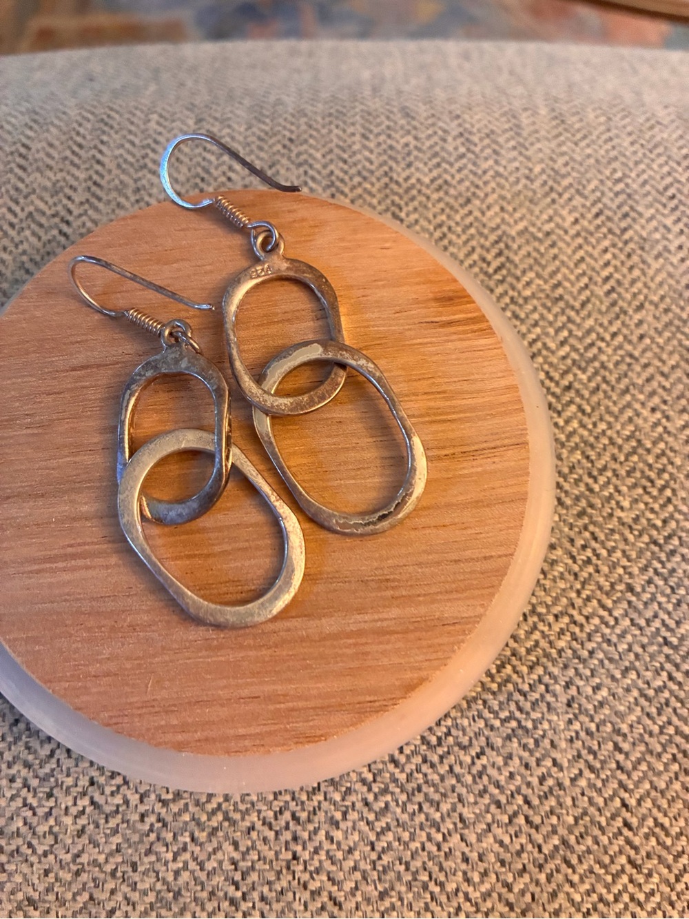 Women's Interlocked Oval Drop Earrings - Silver Tone